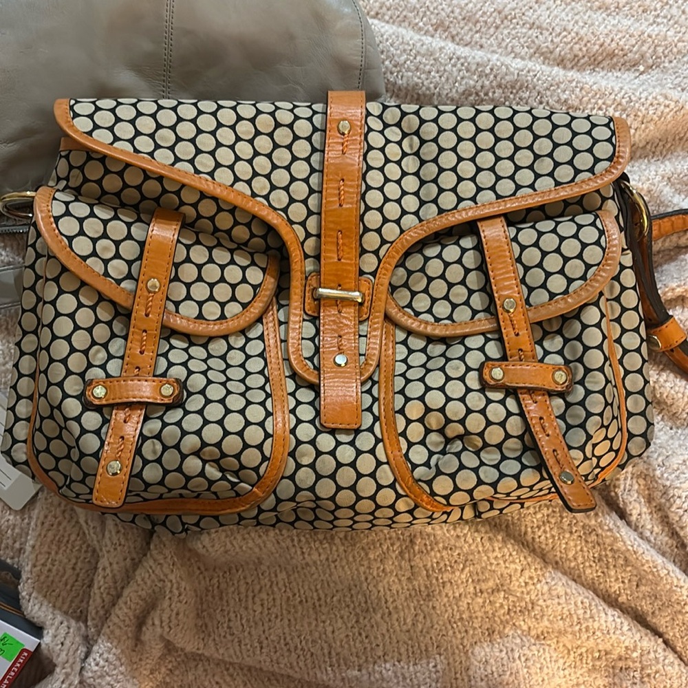 Mia Bossi diaper bag with leather trim